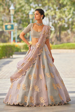 Load image into Gallery viewer, Powder Grey Flower Lehenga Set
