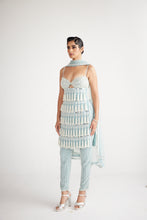 Load image into Gallery viewer, Powder Blue Chandelier Pearl Drop Pant Kurta Set
