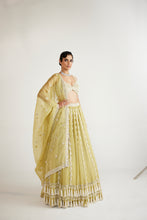 Load image into Gallery viewer, Fern Green Chandelier Pearl Drop Lehenga Set
