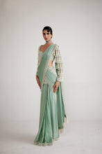 Load image into Gallery viewer, Powder Mint Chandelier Drop Saree Set
