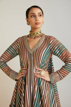 Load image into Gallery viewer, Mud Green V Neck A Line Dhoti Kurta Set
