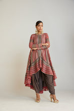 Load image into Gallery viewer, Charcoal Grey Asymmetrical Kurta Dhoti Set
