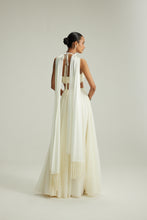 Load image into Gallery viewer, Off White Skirt Set With Halter Neck Blouse
