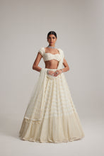 Load image into Gallery viewer, Off White Mirror and Pearl Drop Bridal lehenga set
