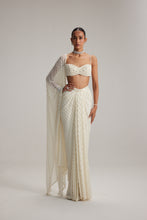 Load image into Gallery viewer, Pearl White Dense Drop Draped Skirt set
