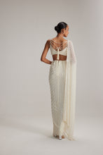 Load image into Gallery viewer, Pearl White Dense Drop Draped Skirt set

