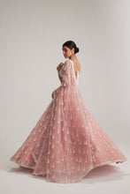 Load image into Gallery viewer, Dusty Rose Organza Long pearl tassels lehenga set
