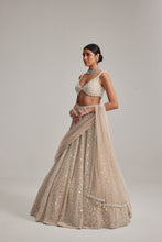 Load image into Gallery viewer, Light Beige Dense mirror and pearl lehenga set
