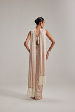 Load image into Gallery viewer, Light Beige Satin draped skirt set
