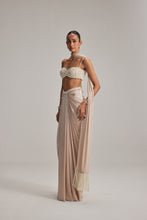 Load image into Gallery viewer, Light Beige Satin draped skirt set
