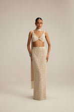 Load image into Gallery viewer, Light Beige V neck Pencil Skirt Set.
