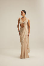 Load image into Gallery viewer, Light Beige Draped Saree Set
