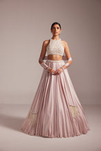Load image into Gallery viewer, Ash Pink Satin skirt Set
