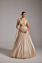 Load image into Gallery viewer, Light Beige V Neck Satin skirt Set
