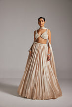 Load image into Gallery viewer, Light Beige V Neck Satin skirt Set
