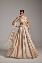 Load image into Gallery viewer, Light Beige V Neck Satin skirt Set
