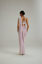 Load image into Gallery viewer, Lavender draped saree set
