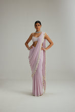 Load image into Gallery viewer, Lavender draped saree set

