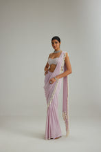 Load image into Gallery viewer, Lavender draped saree set
