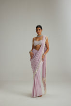 Load image into Gallery viewer, Lavender draped saree set
