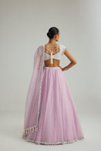 Load image into Gallery viewer, Lavender mirror and pearl lehenga set
