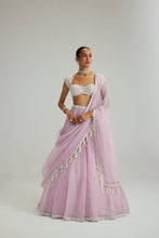 Load image into Gallery viewer, Lavender mirror and pearl lehenga set
