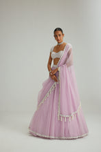 Load image into Gallery viewer, Lavender mirror and pearl lehenga set
