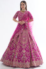 Load image into Gallery viewer, Rani raw silk zardozi work lehenga
