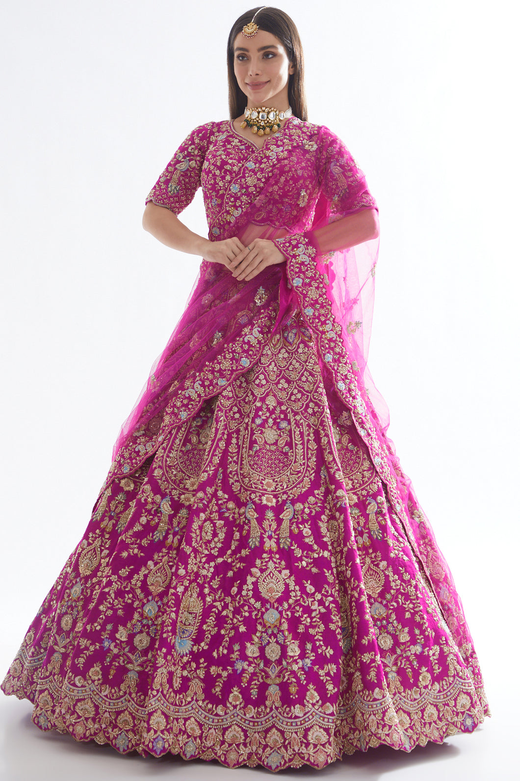 Rani raw silk zardozi work lehenga