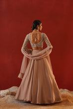 Load image into Gallery viewer, Beige satin lehenga choli set
