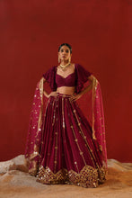 Load image into Gallery viewer, Burgundy geogratte  lehenga  choli set
