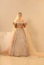 Load image into Gallery viewer, Nude embroidered lehenga set
