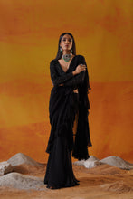 Load image into Gallery viewer, Black georgette saree set
