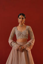Load image into Gallery viewer, Beige satin lehenga choli set
