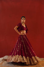 Load image into Gallery viewer, Burgundy geogratte  lehenga  choli set
