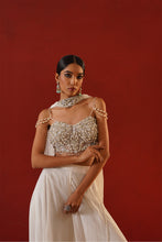 Load image into Gallery viewer, White georgette sharara choli set
