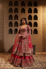 Load image into Gallery viewer, Fuchsia embroidered lehenga with Anarkali Kurta set
