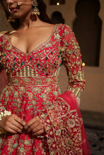 Load image into Gallery viewer, Fuchsia embroidered lehenga with Anarkali Kurta set
