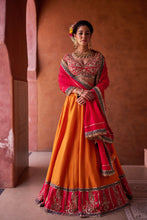 Load image into Gallery viewer, Rust orange and magenta pink upada silk blouse, lehenga and dupatta

