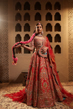 Load image into Gallery viewer, Red embroidered lehenga set
