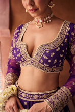 Load image into Gallery viewer, Purple Upada silk blouse, lehenga and georgette dupatta
