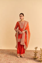 Load image into Gallery viewer, Naseha Burnt orange Dabka Zardozi Embroidered Short kurta Set
