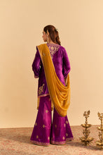 Load image into Gallery viewer, Nooren - Deep Purple Kurta with Flared Palazzo and Dupatta
