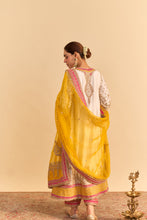 Load image into Gallery viewer, Zoya - Dabka Zardozi Embroidered Rich Banarasi Kalidaar Daisy Ivory Long Chauga Set
