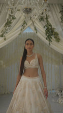 Load and play video in Gallery viewer, White Gold Floral Lehenga Set
