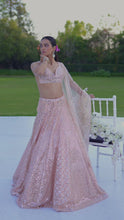 Load and play video in Gallery viewer, Peach Mirror Work Lehenga Set
