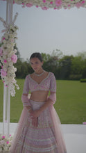 Load and play video in Gallery viewer, Crepe Pink Mutli-Coloured Sequin Lehenga Set

