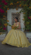 Load and play video in Gallery viewer, Sunset Yellow Gota Patti Lehenga Set
