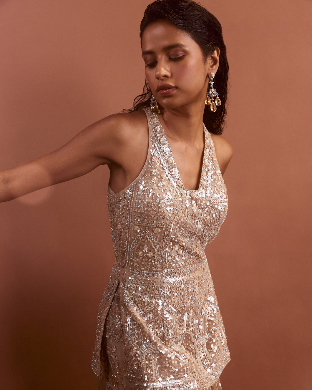 Champagne Sequin Sharara Set