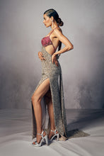 Load image into Gallery viewer, Cecilé Column gown with coat tails

